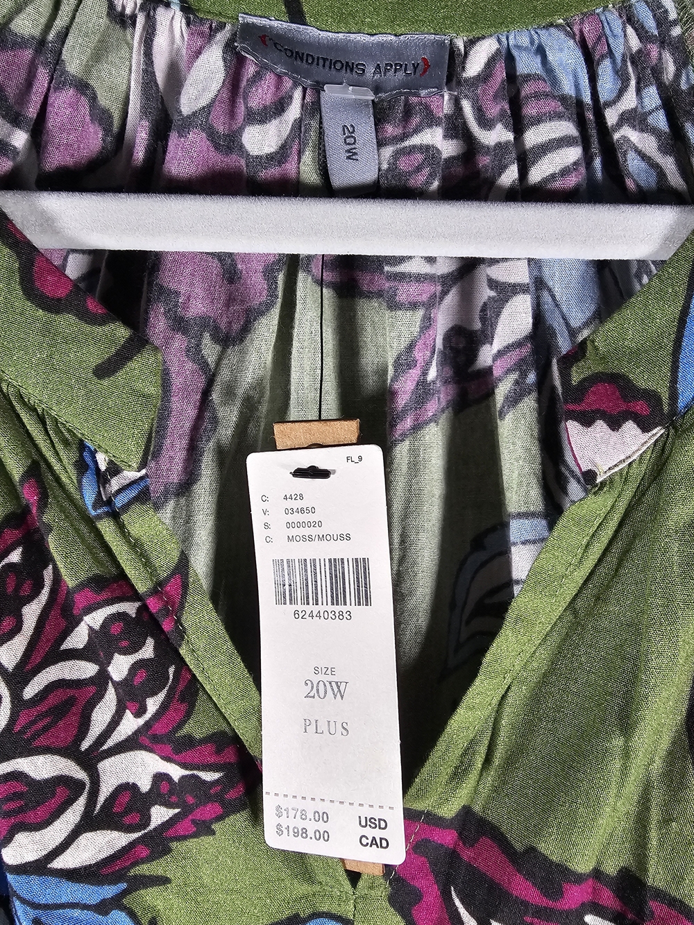 Anthropologie Olive Green Floral Midi Dress with Purple & Blue Accents - Picture 7 of 7